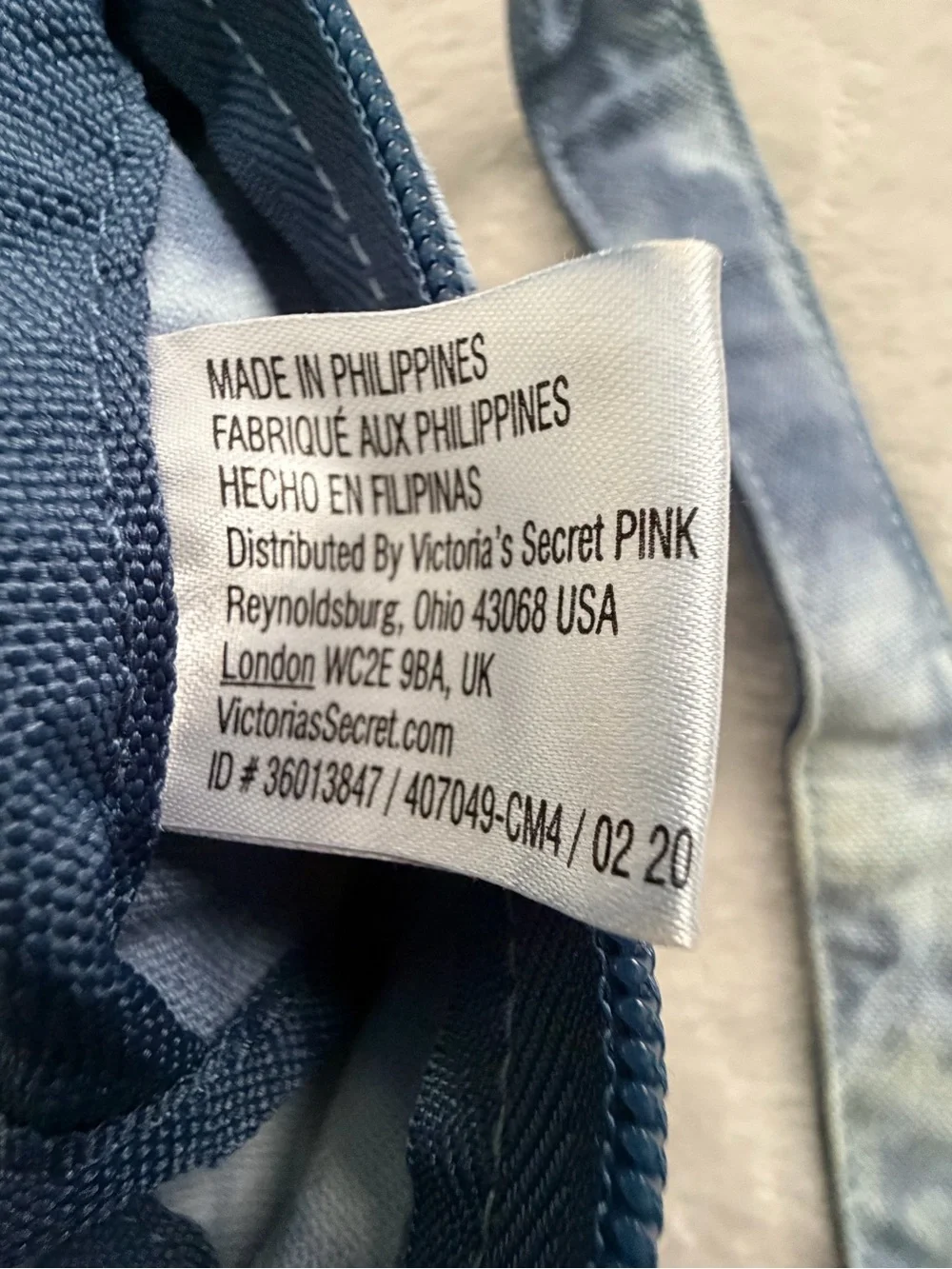 PINK Victoria's Secret Blue Tie-Dye Lightweight Denim Tote Bag